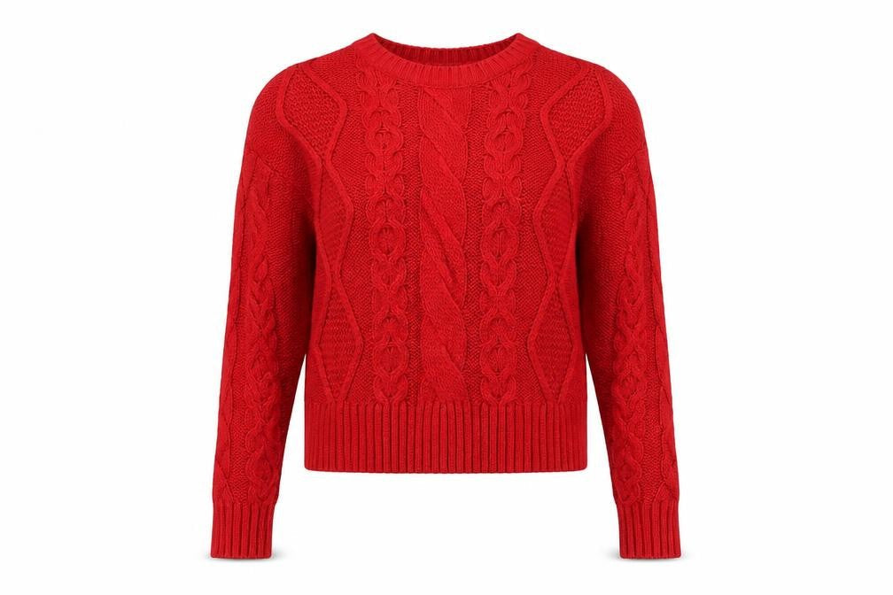New Look Womens Red Round Neck Acrylic Pullover Jumper Size S