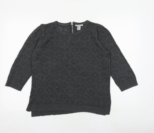 H&M Womens Grey Round Neck Viscose Pullover Jumper Size L