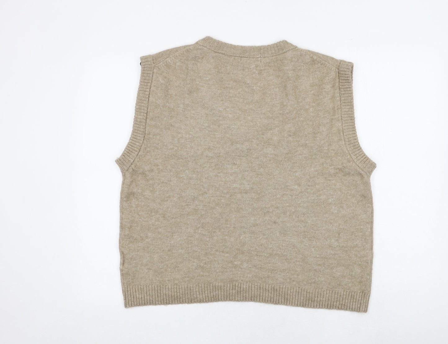 H&M Womens Brown V-Neck Polyester Vest Jumper Size S