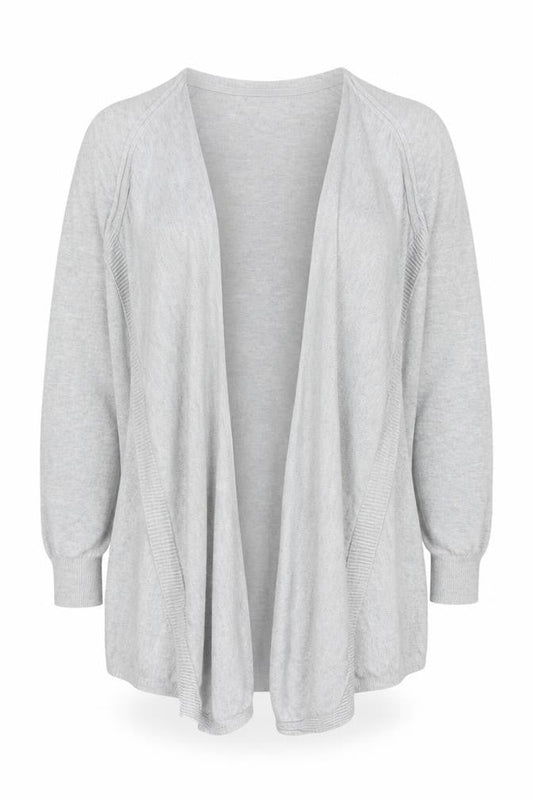 Front view of Red Herring women’s grey v-neck viscose cardigan jumper, size UK 14