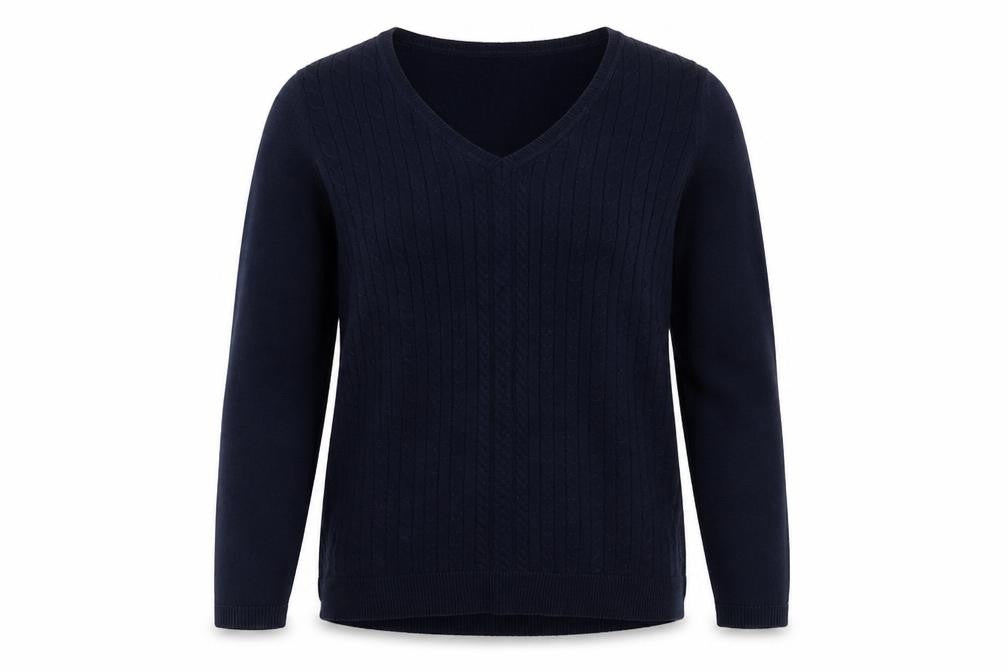 Bonmarché Womens Blue V-Neck Cotton Pullover Jumper Size 8
