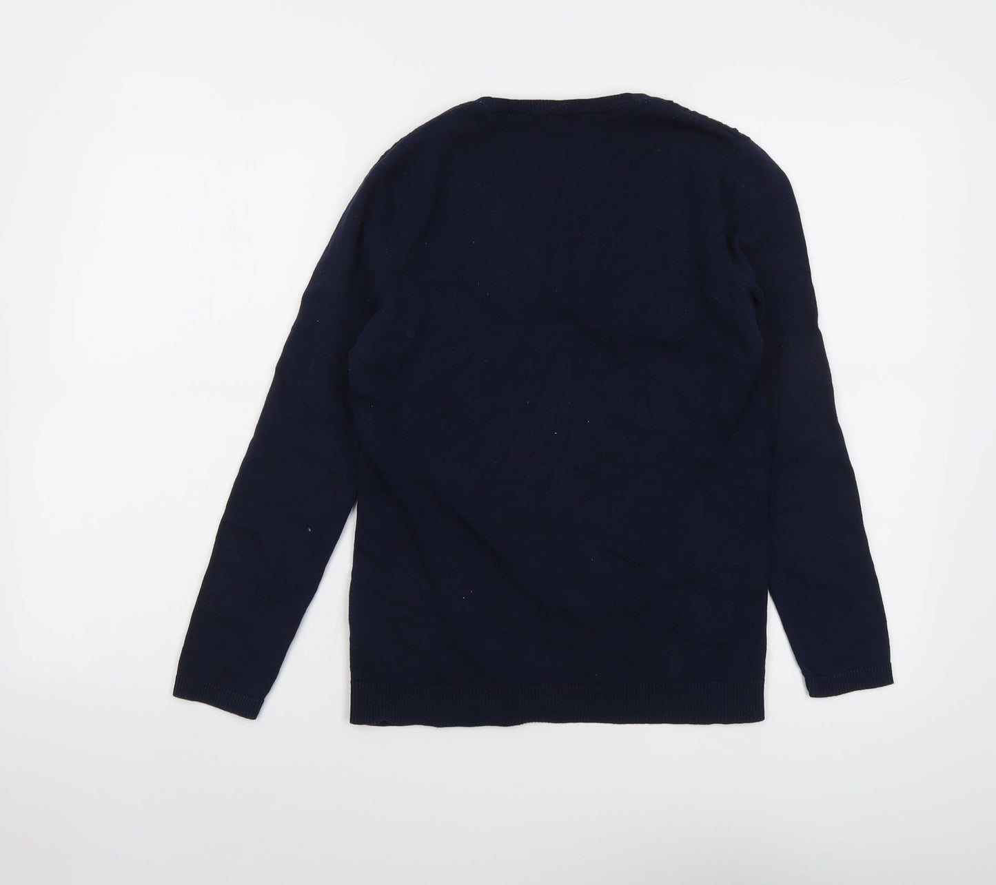 Bonmarché Womens Blue V-Neck Cotton Pullover Jumper Size 8
