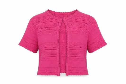 Bonmarché Womens Pink Round Neck Cotton Cardigan Jumper Size S