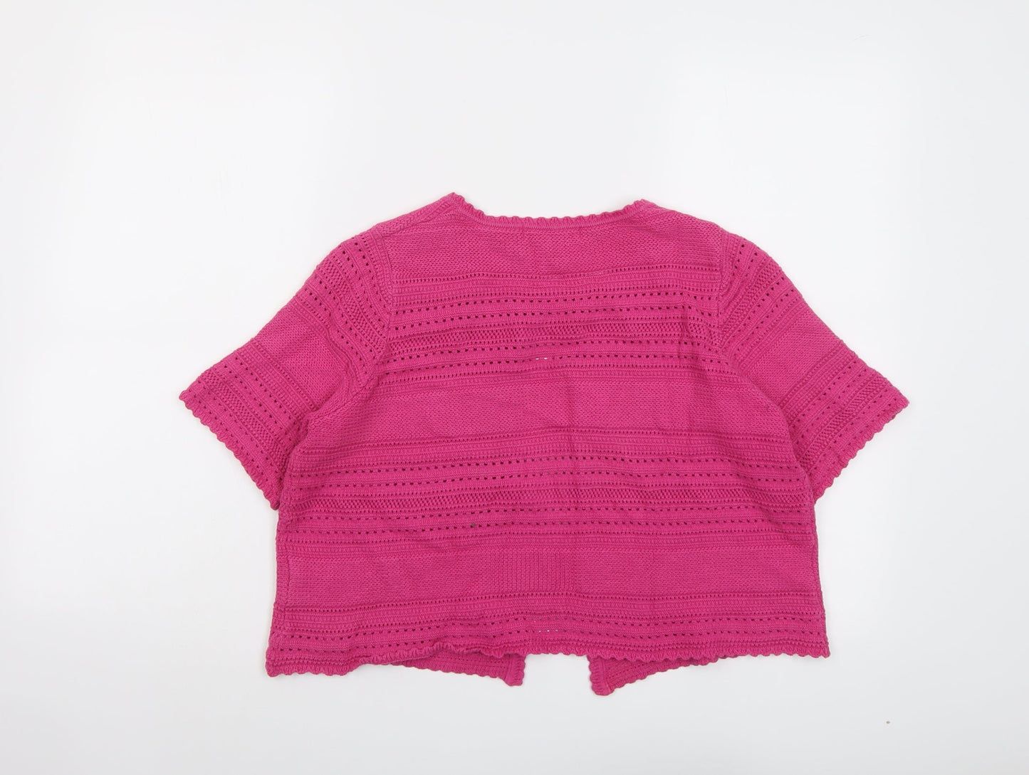 Bonmarché Womens Pink Round Neck Cotton Cardigan Jumper Size S