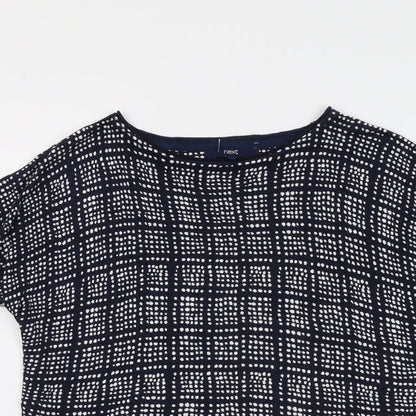 Next Womens Blue Round Neck Geometric Acrylic Pullover Jumper Size 12