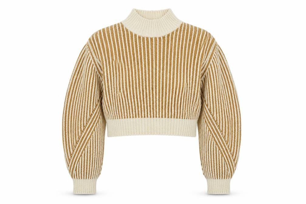 NA-KD Womens Beige High Neck Striped Acrylic Pullover Jumper Size XS