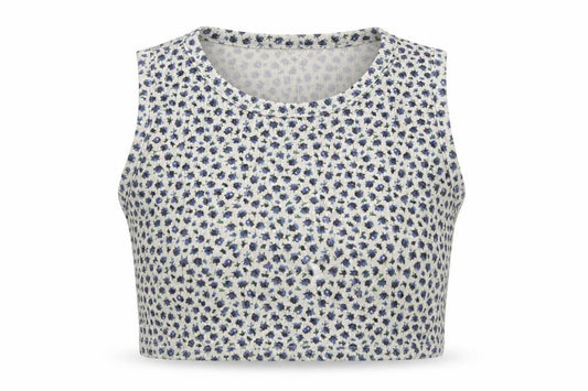 Boohoo Womens Beige Floral Polyester Cropped Tank Size 14 Round Neck