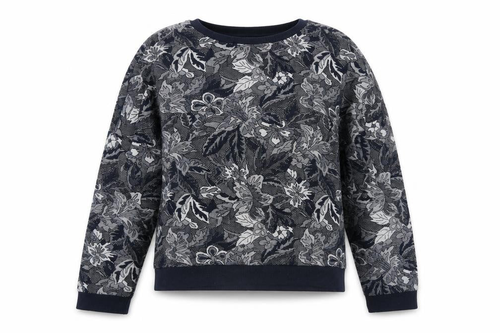Zara Womens Blue Round Neck Floral Polyester Pullover Jumper Size M