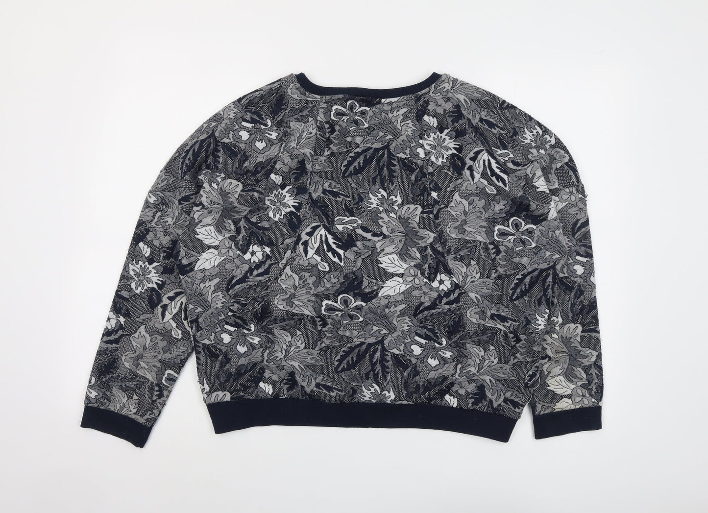 Zara Womens Blue Round Neck Floral Polyester Pullover Jumper Size M