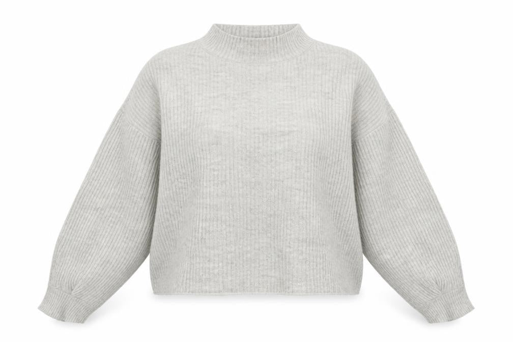 New Look Womens Grey Mock Neck Acrylic Pullover Jumper Size M