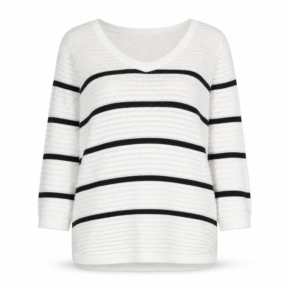 Dynamite Womens Grey Scoop Neck Striped Polyester Pullover Jumper Size M