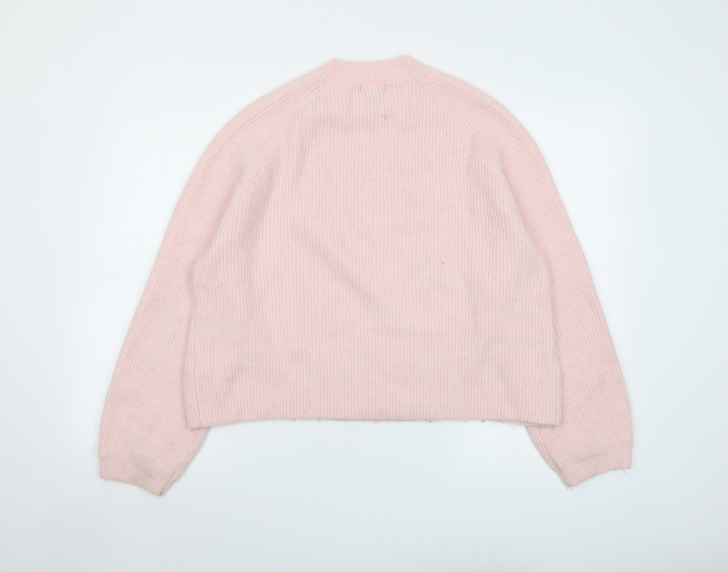 Topshop Womens Pink Round Neck Acrylic Pullover Jumper Size 12