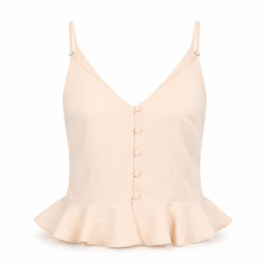 River Island Womens Pink Polyester Camisole Tank Size 6 V-Neck - Peplum