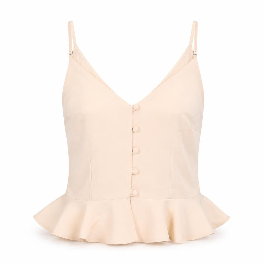 River Island Womens Pink Polyester Camisole Tank Size 6 V-Neck - Peplum