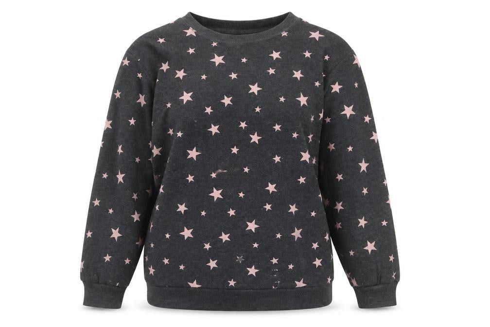 H&M Womens Grey Geometric Cotton Pullover Sweatshirt Size S Pullover - Star pattern