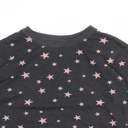 H&M Womens Grey Geometric Cotton Pullover Sweatshirt Size S Pullover - Star pattern