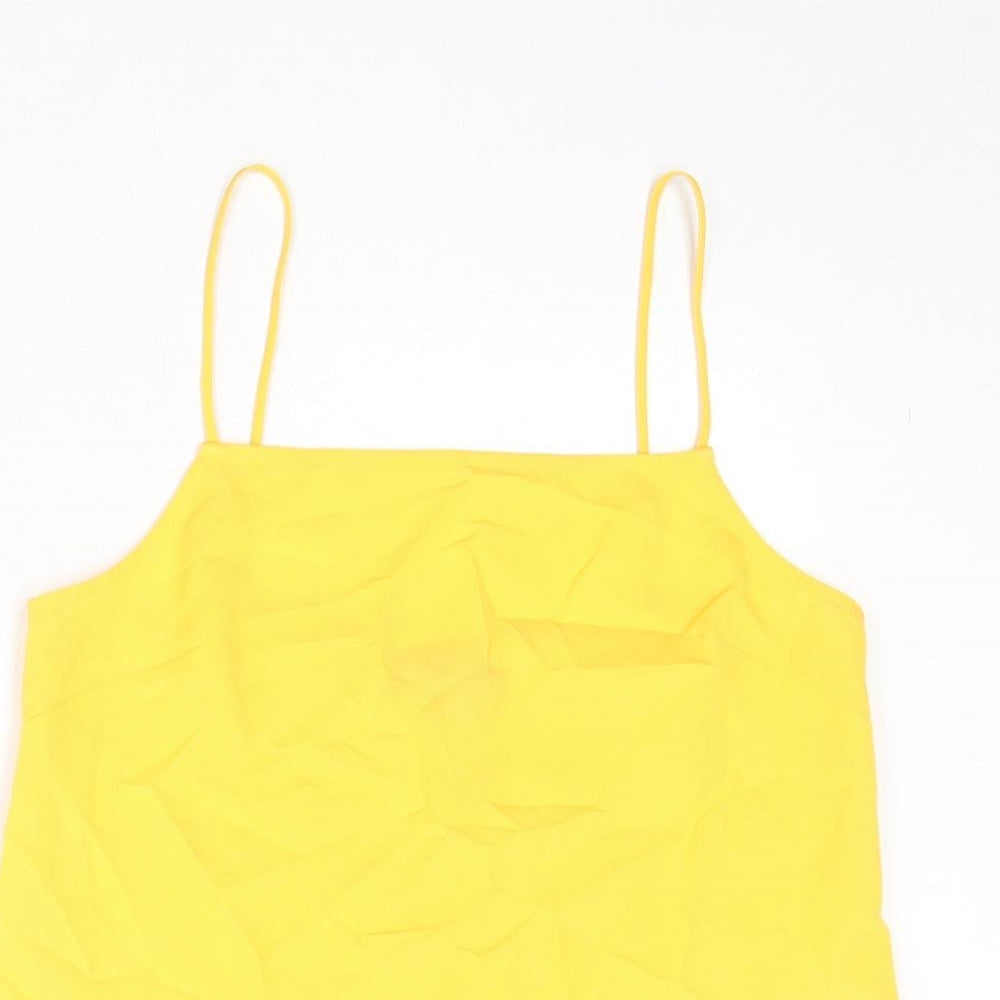 Topshop Womens Yellow Polyester Basic Tank Size 6 Square Neck