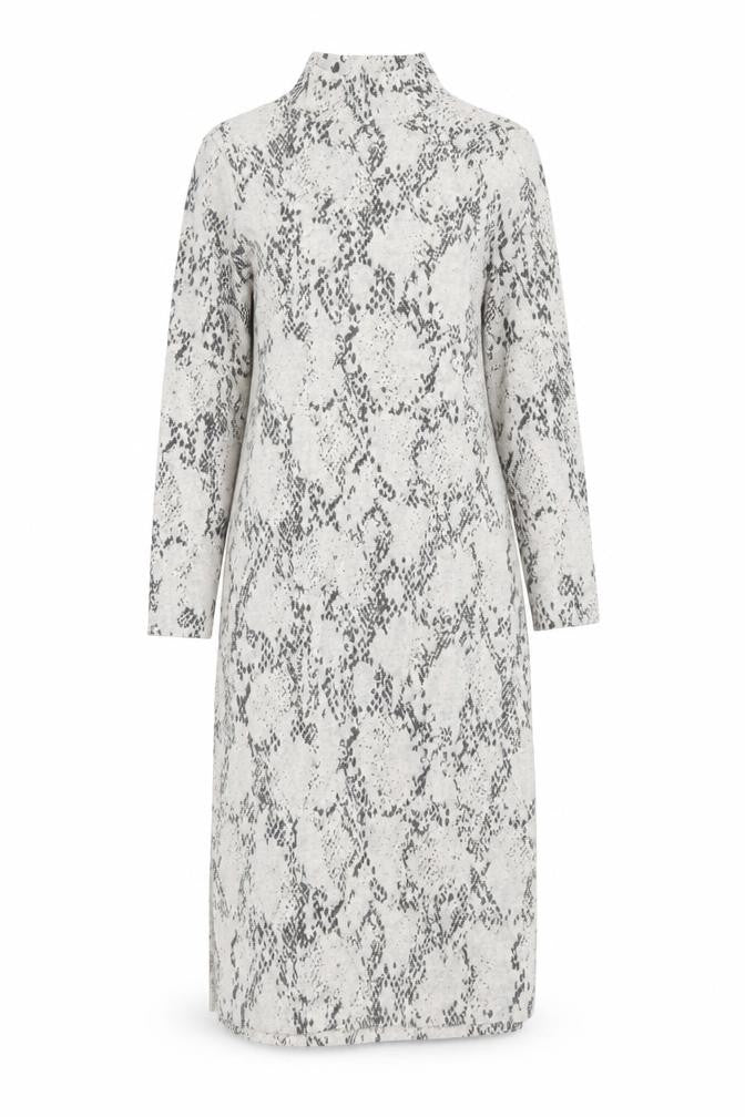 Marks & Spencer Womens Grey Animal Print Viscose Jumper Dress Size 14 Mock Neck Pullover - Snakeskin pattern