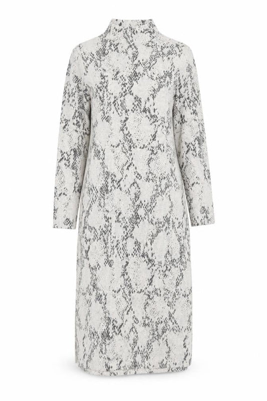 Marks & Spencer Womens Grey Animal Print Viscose Jumper Dress Size 14 Mock Neck Pullover - Snakeskin pattern