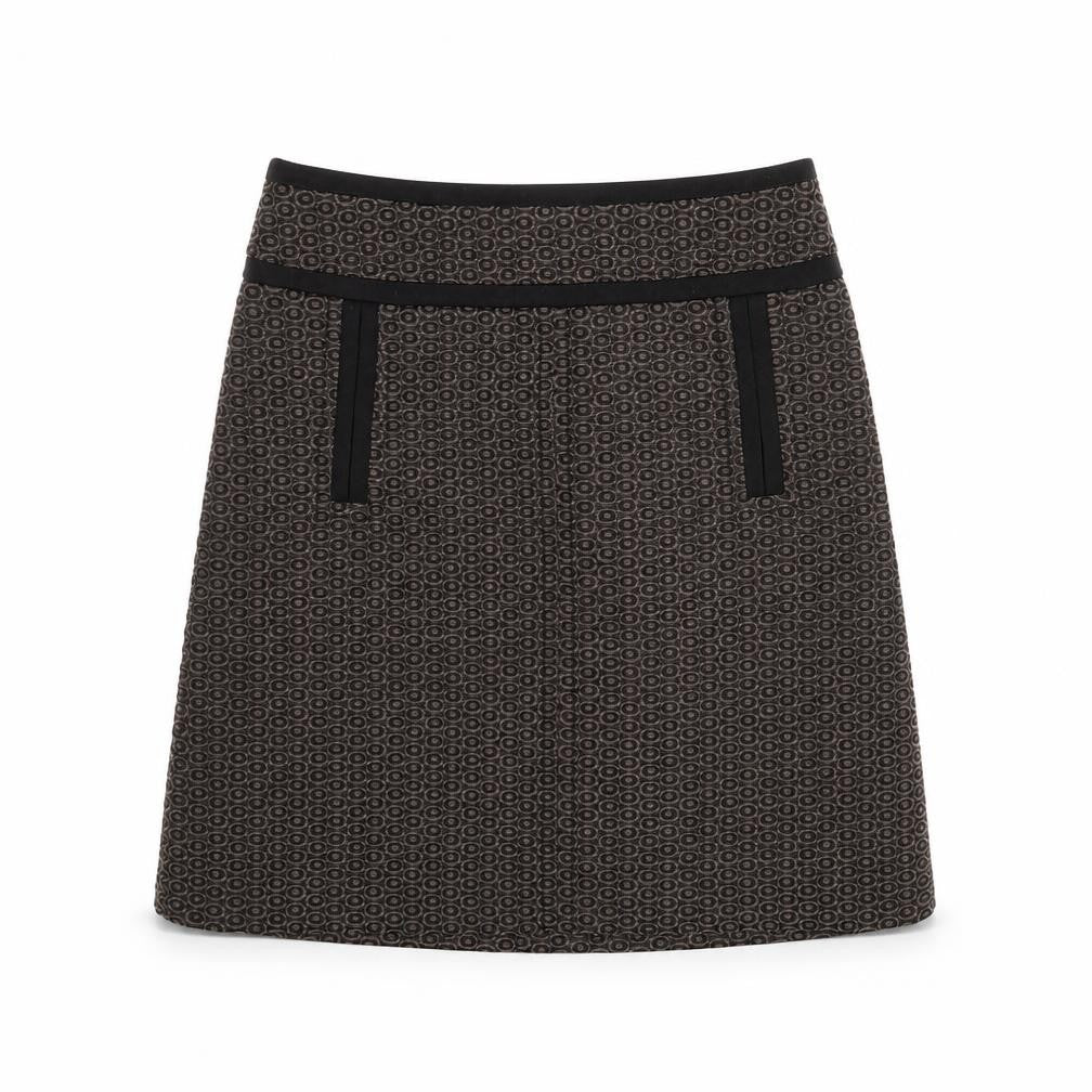 Marks & Spencer Womens Grey Geometric Polyester A-Line Skirt Size 10 Zip