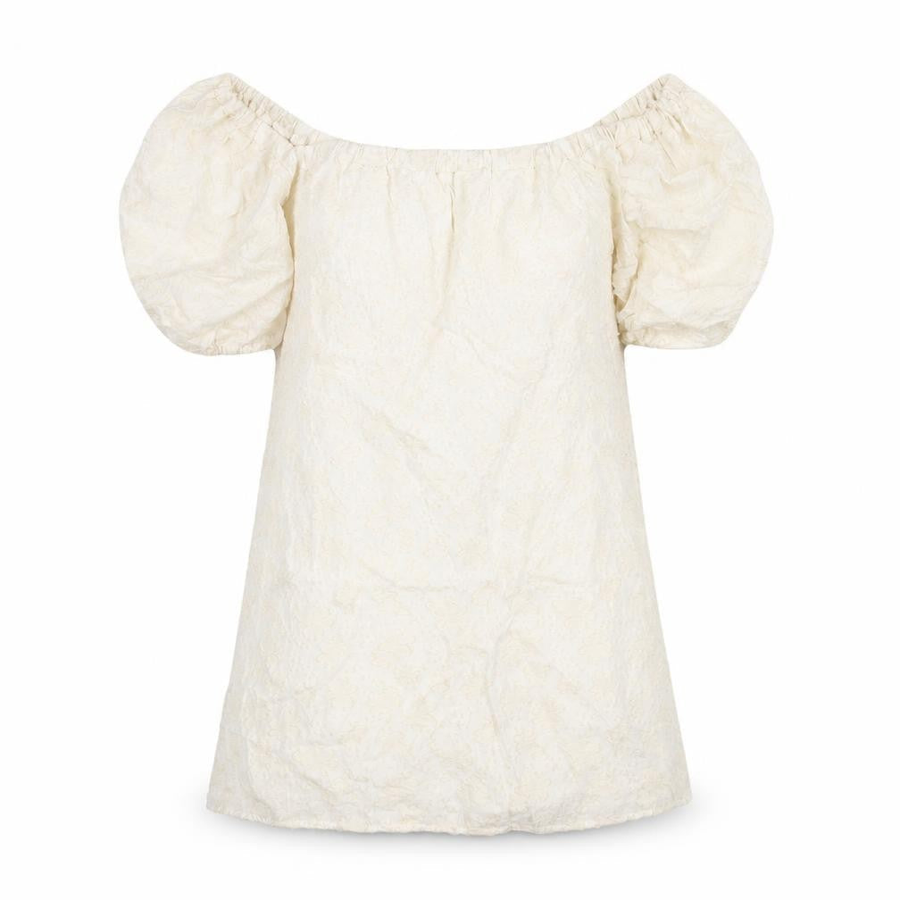 Zara Womens Ivory Geometric Cotton Mini Size XL Off the Shoulder Pullover