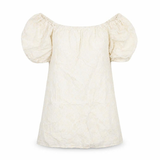 Zara Womens Ivory Geometric Cotton Mini Size XL Off the Shoulder Pullover