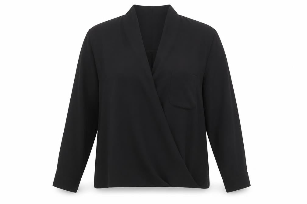 Topshop Womens Black Polyester Basic Blouse Size 10 V-Neck