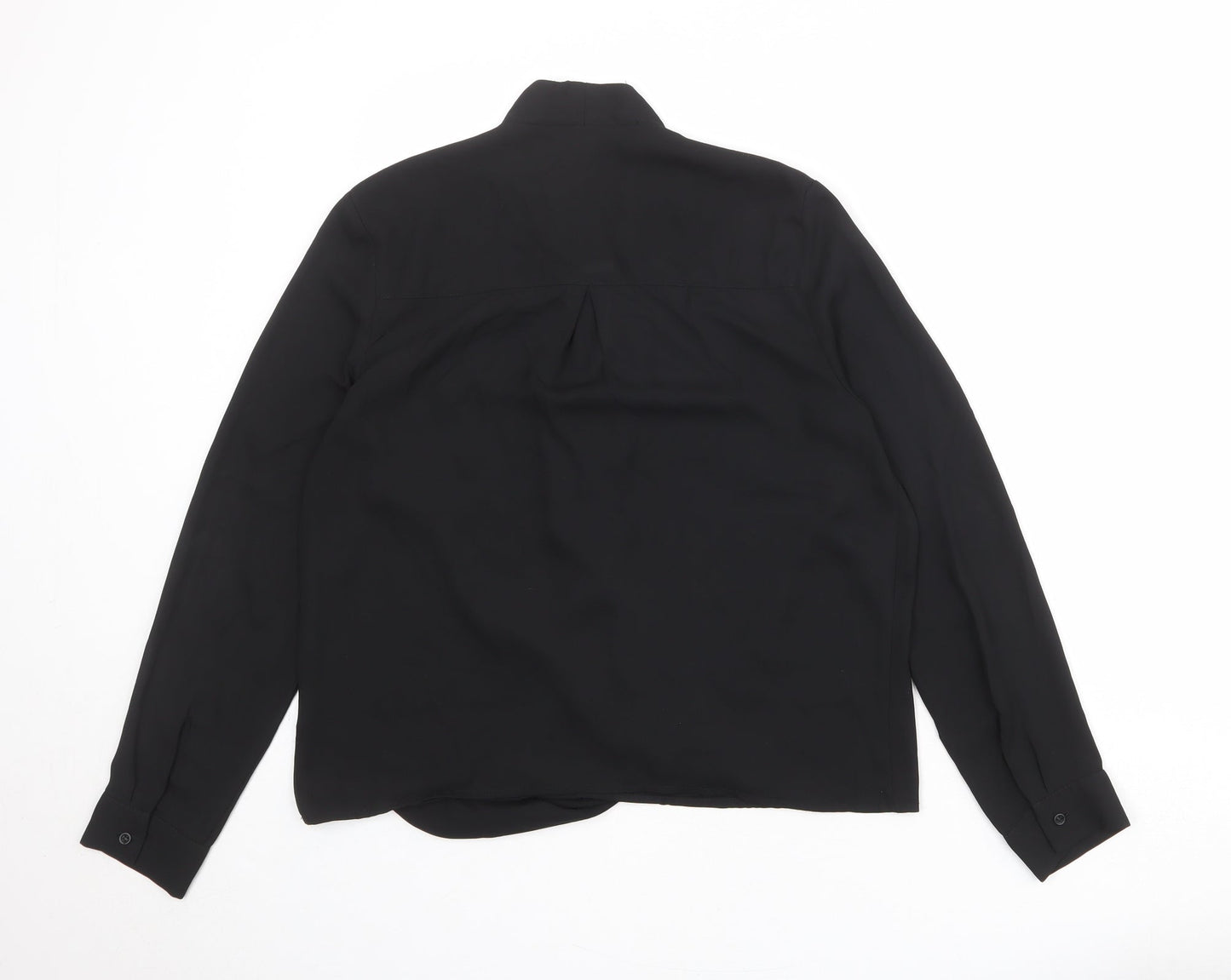 Topshop Womens Black Polyester Basic Blouse Size 10 V-Neck