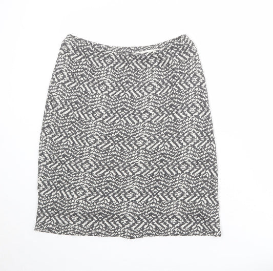 Adini Womens Grey Geometric Cotton A-Line Skirt Size M