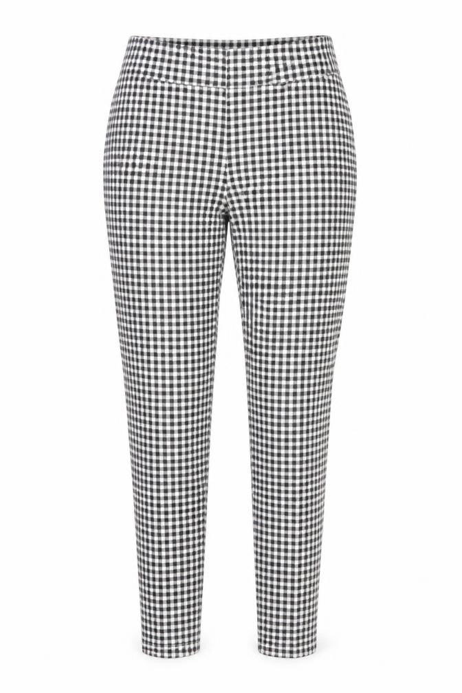 Faded Glory Womens Black Check Viscose Trousers Size S Regular