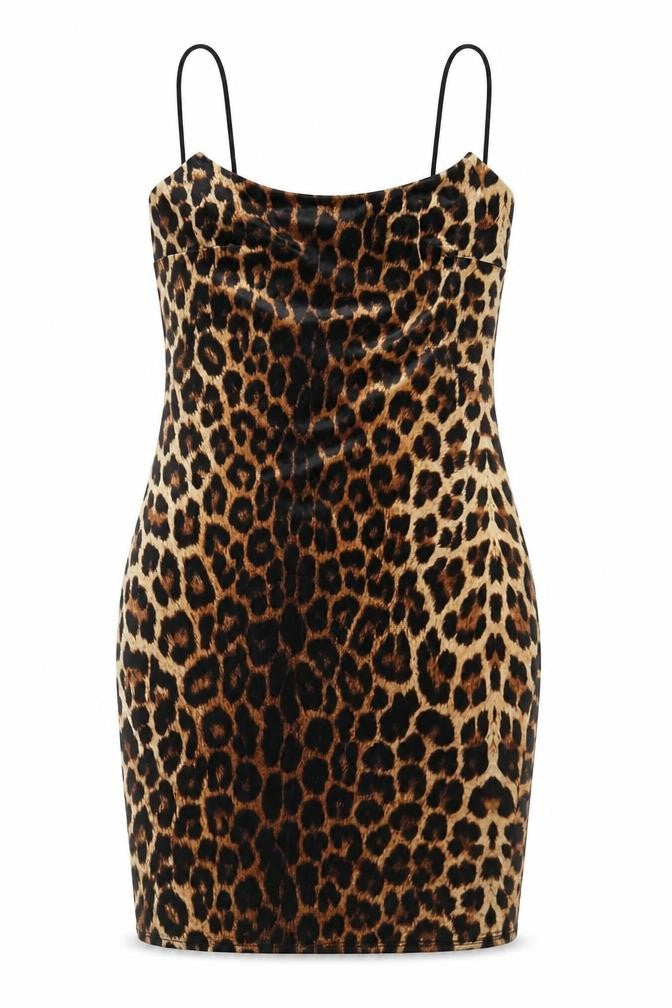 Nasty Gal Womens Brown Animal Print Polyester Bodycon Size 6 Round Neck Pullover - Leopard pattern