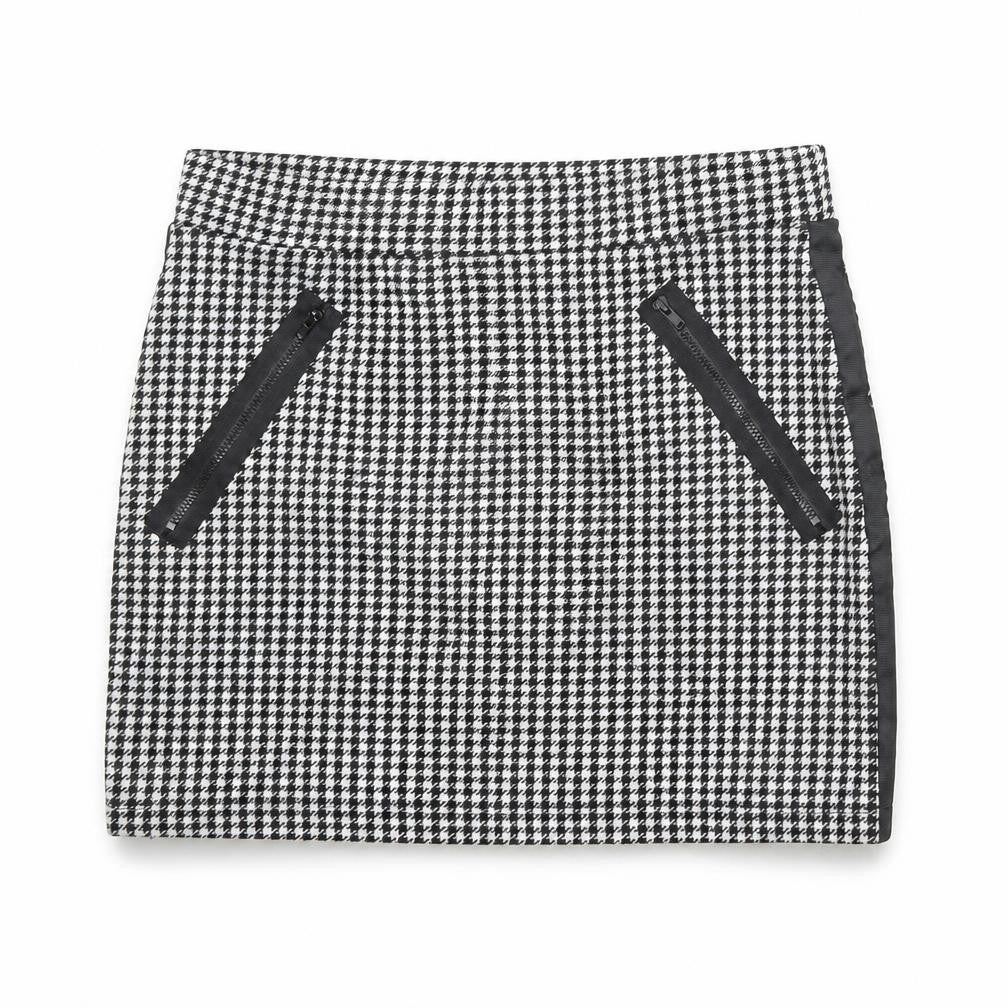 FACTORIE Womens Black Geometric Polyester A-Line Skirt Size M - Houndstooth pattern