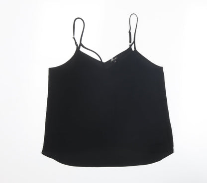 River Island Womens Black Polyester Basic Tank Size 10 V-Neck