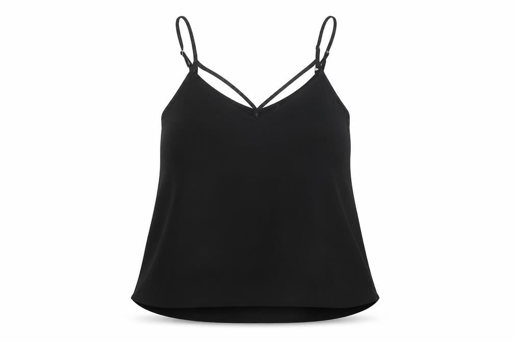 River Island Womens Black Polyester Basic Tank Size 10 V-Neck