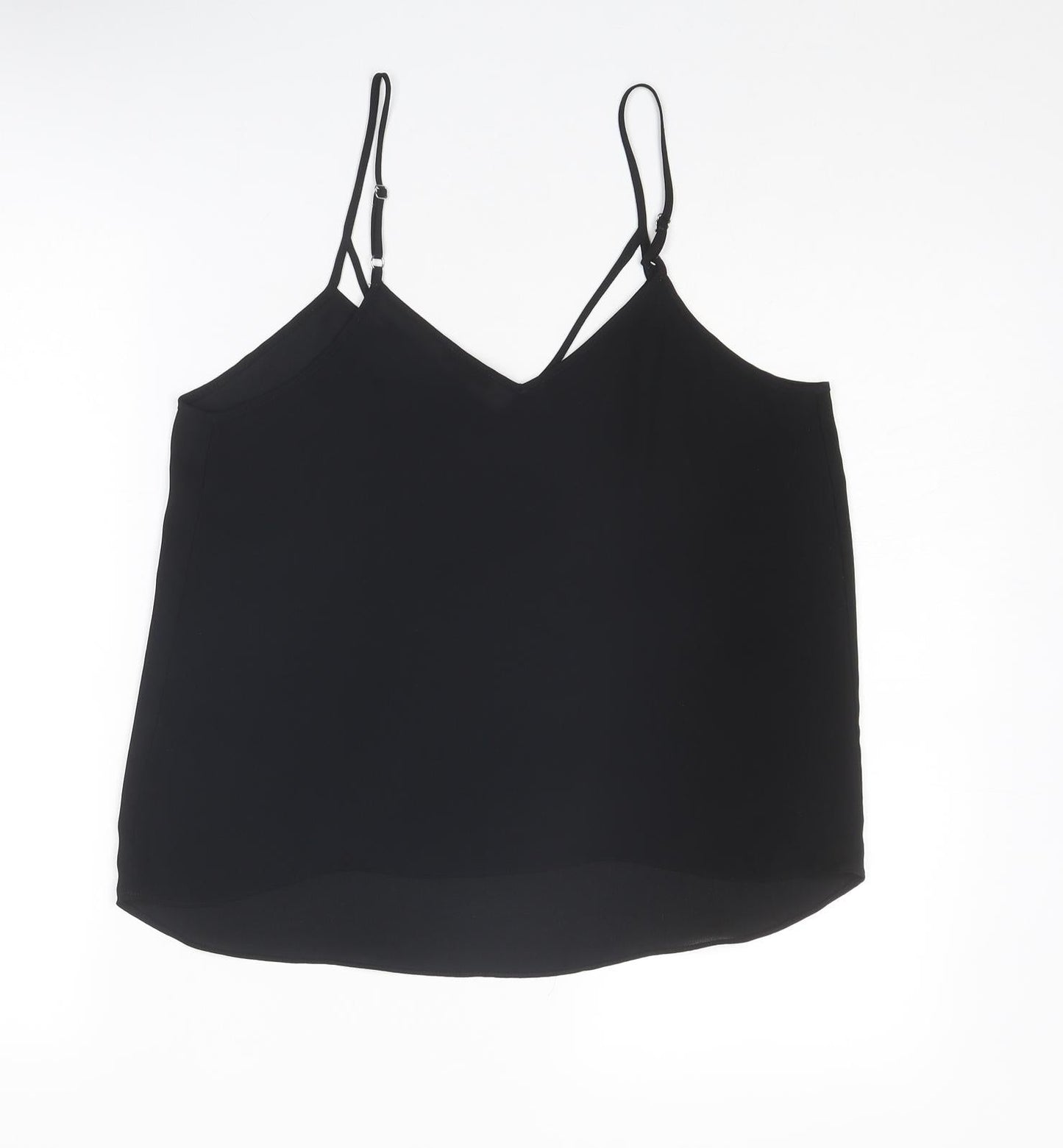River Island Womens Black Polyester Basic Tank Size 10 V-Neck