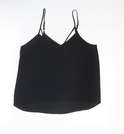 River Island Womens Black Polyester Basic Tank Size 10 V-Neck
