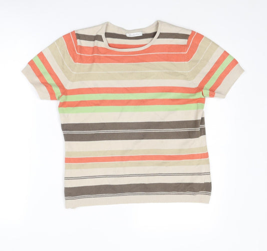 Berkertex Womens Multicoloured Round Neck Striped Acrylic Pullover Jumper Size 16