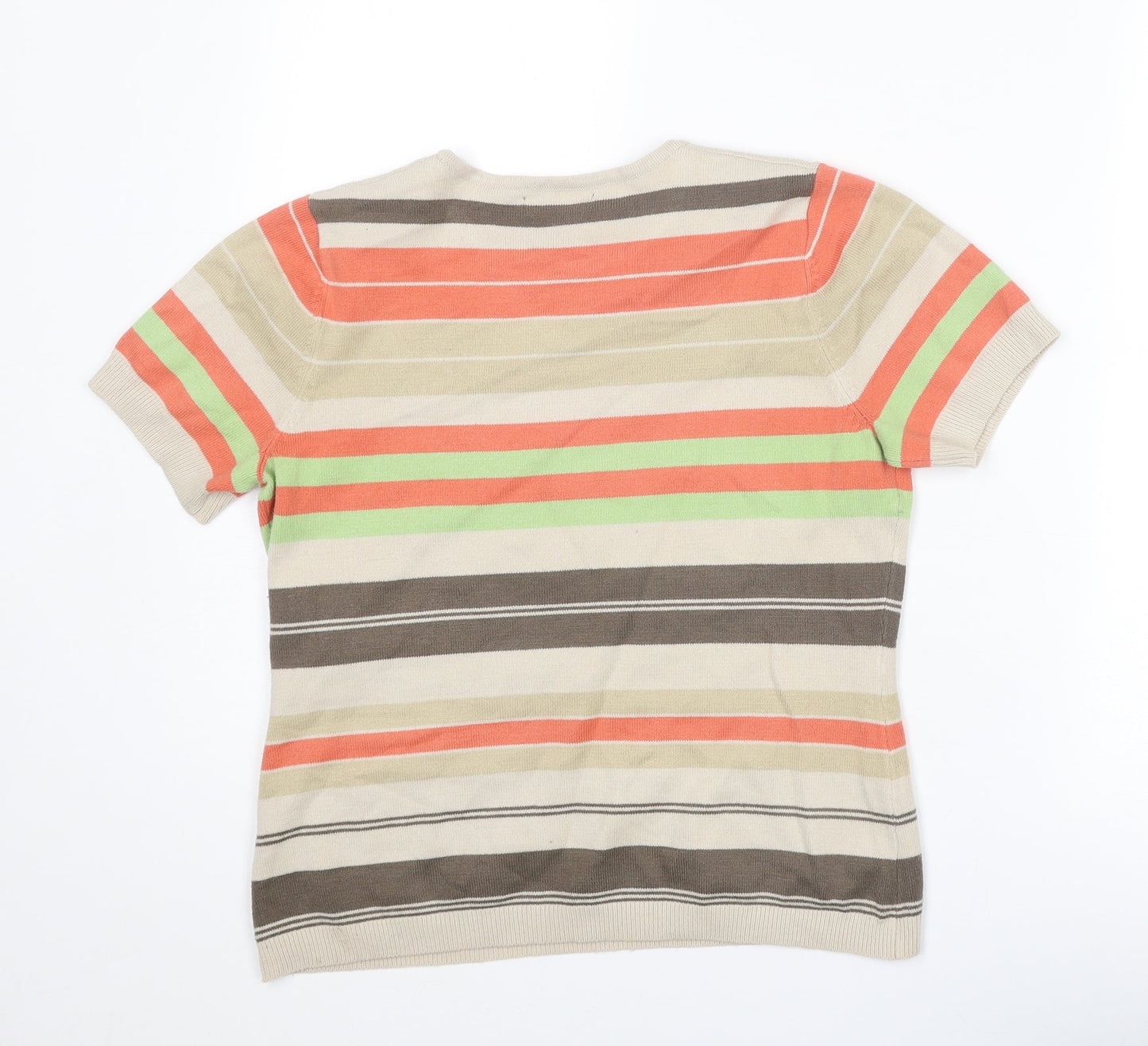 Berkertex Womens Multicoloured Round Neck Striped Acrylic Pullover Jumper Size 16