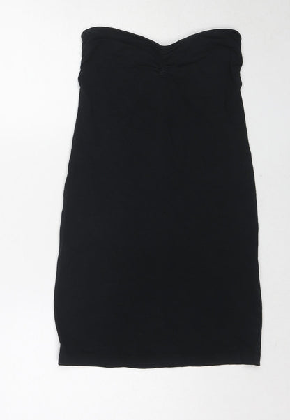 Additional front view of Miss Selfridge women’s black cotton basic blouse, size UK 10, sweetheart - strapless