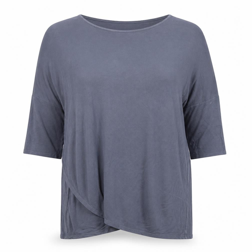 Part Two Womens Grey Polyester Basic T-Shirt Size L Boat Neck