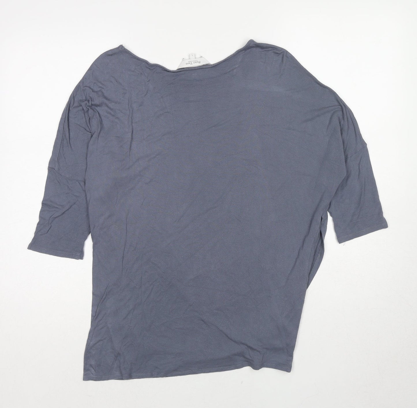 Part Two Womens Grey Polyester Basic T-Shirt Size L Boat Neck
