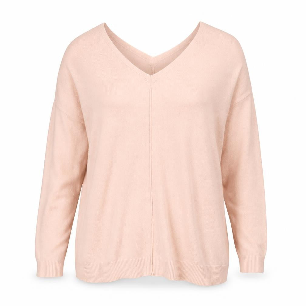 Encuentro Womens Beige V-Neck Cotton Pullover Jumper Size M
