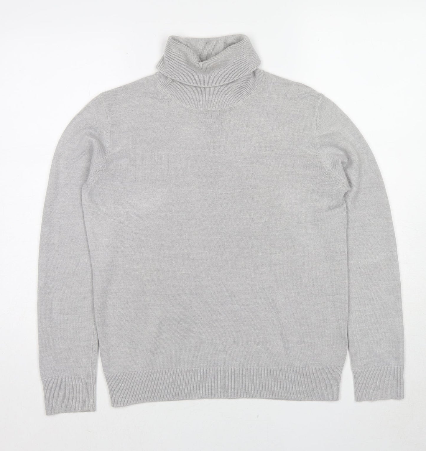 Marks and Spencer Womens Grey Roll Neck Acrylic Pullover Jumper Size 12