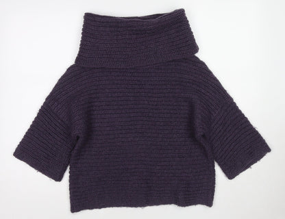 Marks & Spencer Womens Purple Roll Neck Acrylic Pullover Jumper Size 10