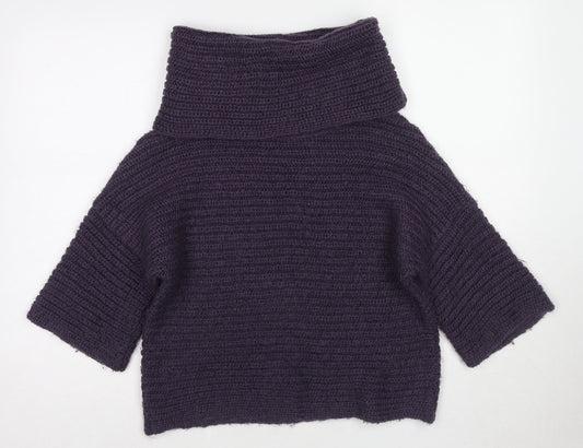 Marks and Spencer Womens Purple Roll Neck Acrylic Pullover Jumper Size 10