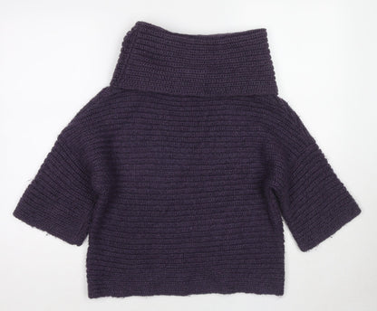 Marks & Spencer Womens Purple Roll Neck Acrylic Pullover Jumper Size 10