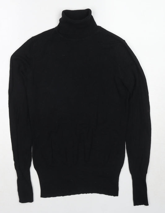 Oasis Womens Black Roll Neck Cotton Pullover Jumper Size XS