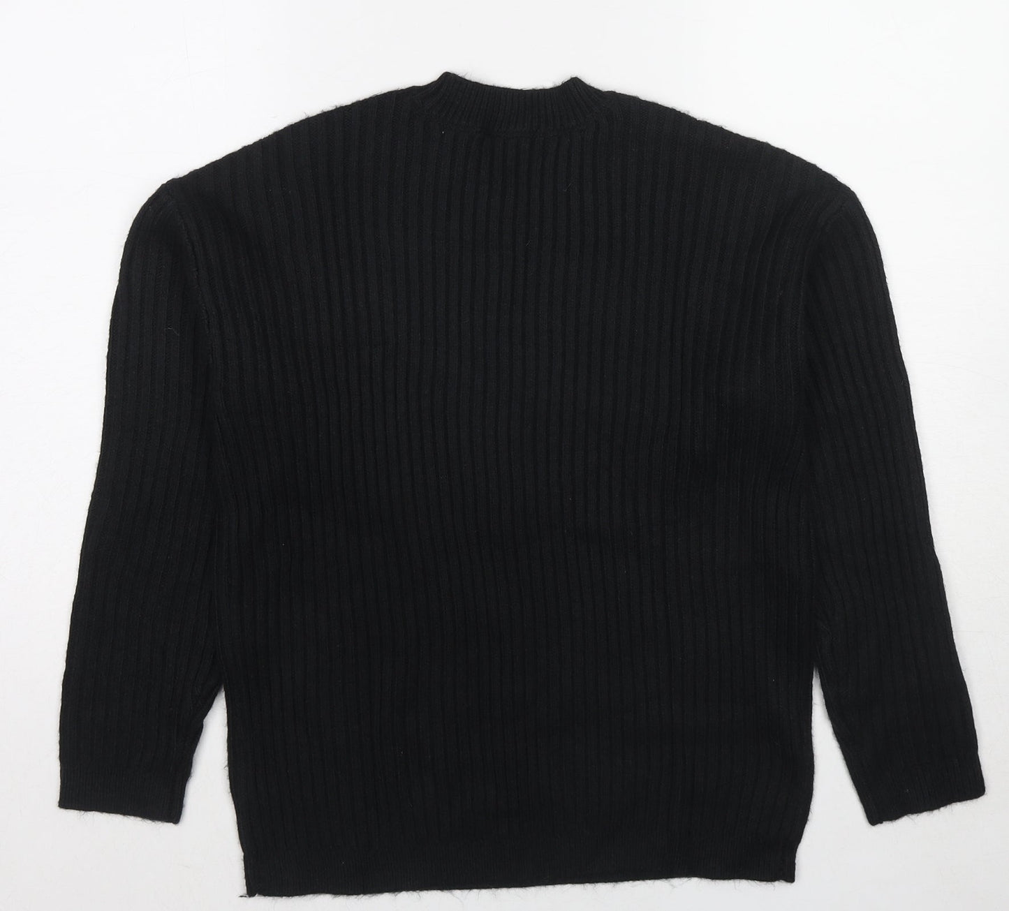 Marks and Spencer Womens Black Round Neck Polyester Pullover Jumper Size S