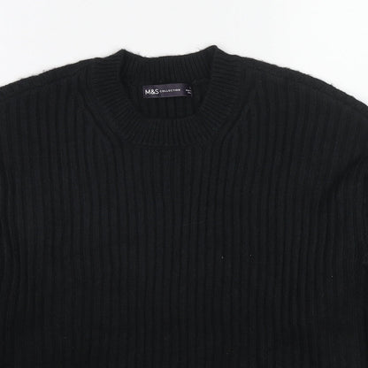 Marks & Spencer Womens Black Round Neck Polyester Pullover Jumper Size S