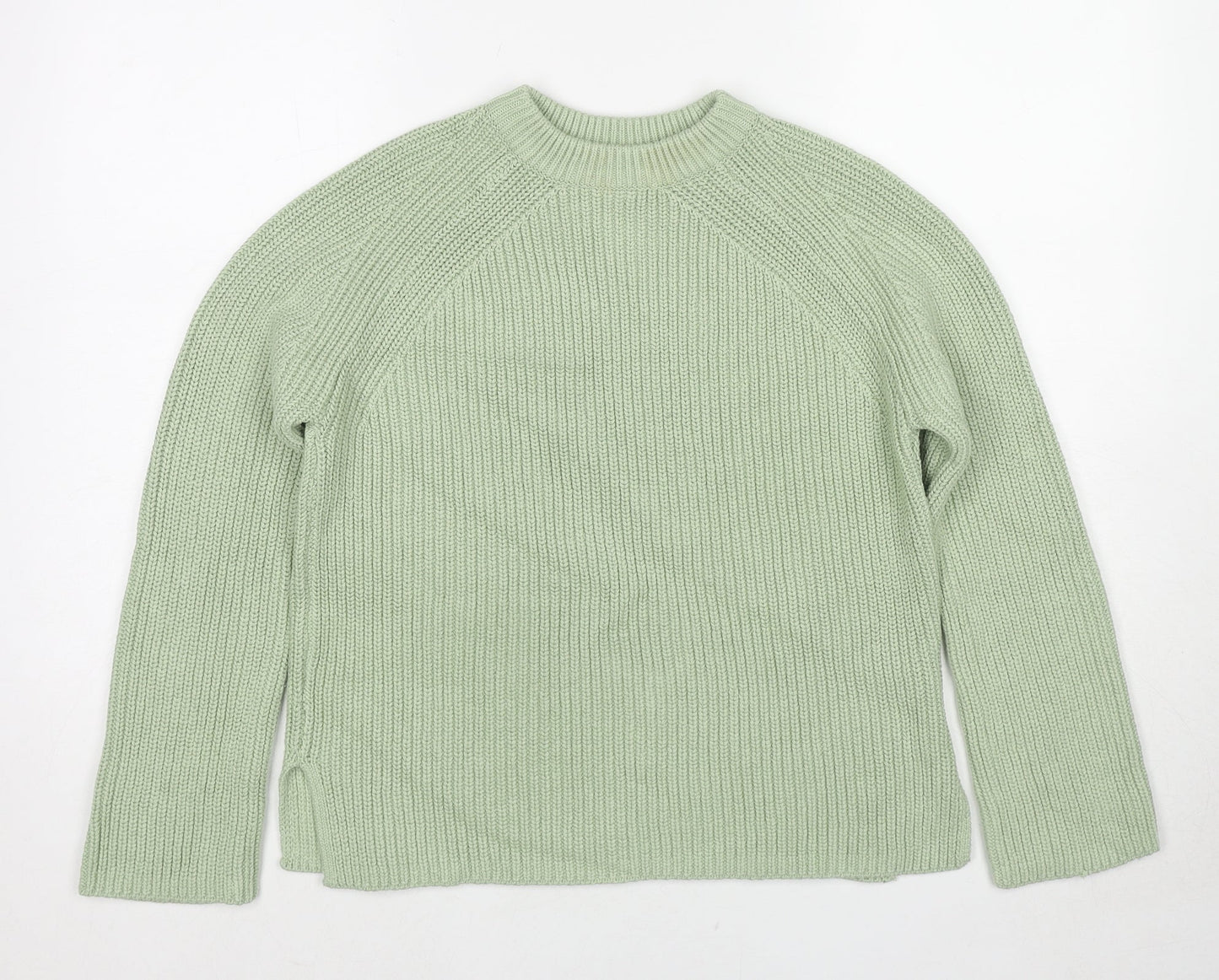 Marks and Spencer Womens Green Round Neck Cotton Pullover Jumper Size S